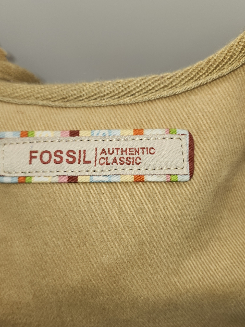 Vintage Y2K Tan Khaki Fossil Small 90's Boho Casual Canvas Crossbody Purs - Picture 3 of 6